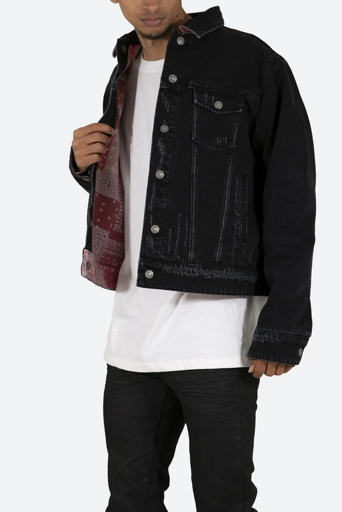 商品MNML|Reversible Paisley Trucker Jacket - Black/Red,价格¥344,第2张图片详细描述