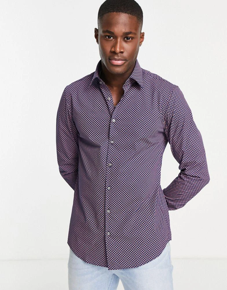 商品Calvin Klein|Calvin Klein slim poplin shirt in navy,价格¥506,第1张图片