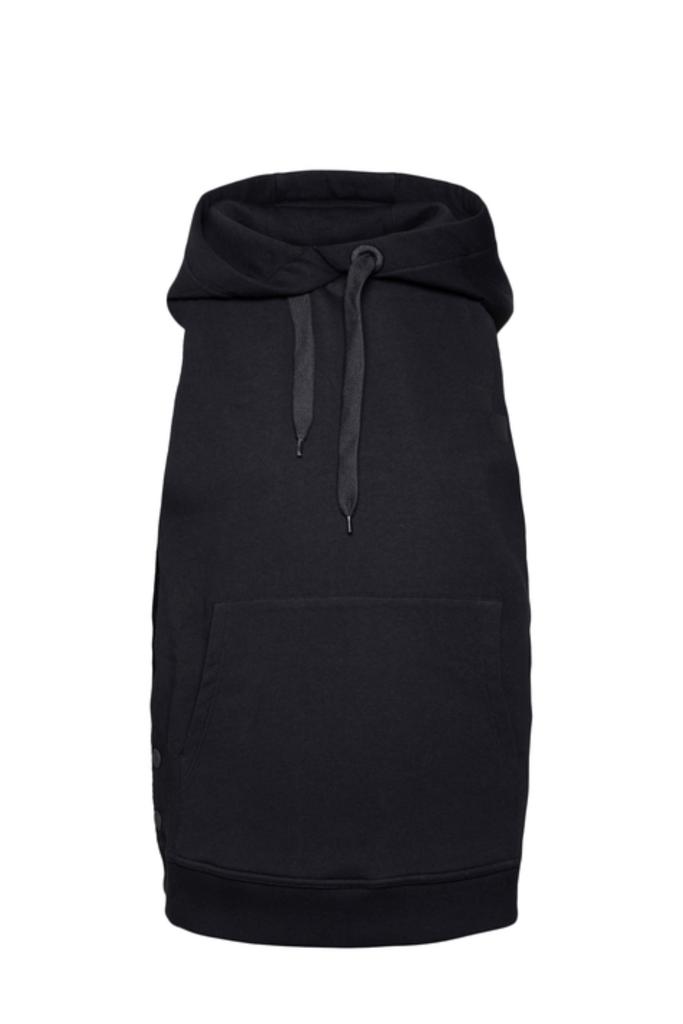 Black cotton logo-print sleeveless cotton hoodie商品第1张图片规格展示
