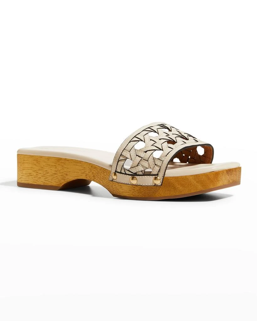 商品Tory Burch|Basketweave Calfskin Clog Sandals,价格¥1013,第2张图片详细描述