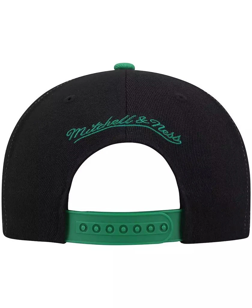 商品Mitchell & Ness|Men's Black and Kelly Green Boston Celtics Hardwood Classics Sharktooth Snapback Hat,价格¥225,第5张图片详细描述