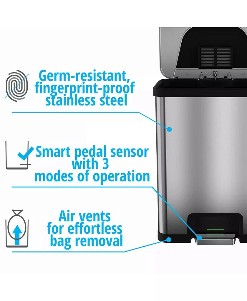 商品Halo|TapCan 13 Gallon Automatic Step Trash Can with Deodorizer (Black Trim),价格¥1483,第2张图片详细描述