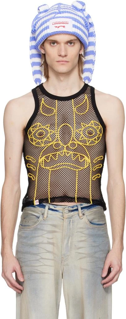 商品Charles Jeffrey Loverboy|SSENSE Exclusive Black & Yellow Graphic Net Tank Top,价格¥590,第1张图片