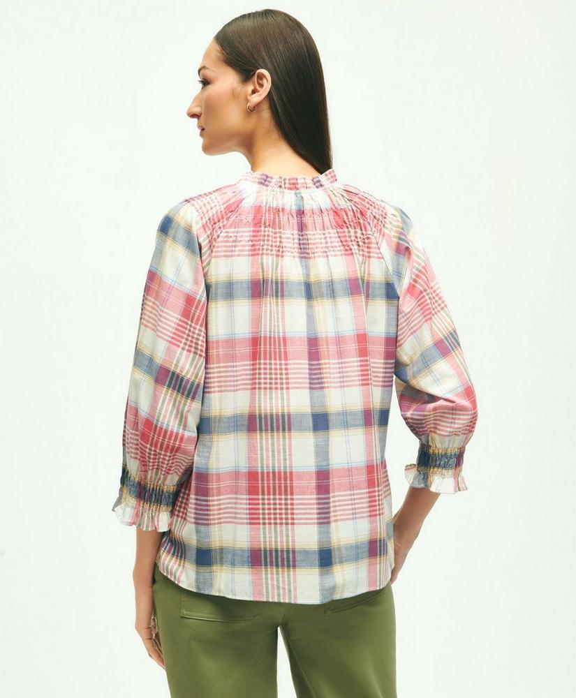 商品Brooks Brothers|Washed Cotton Madras Peasant Blouse,价格¥480,第5张图片详细描述