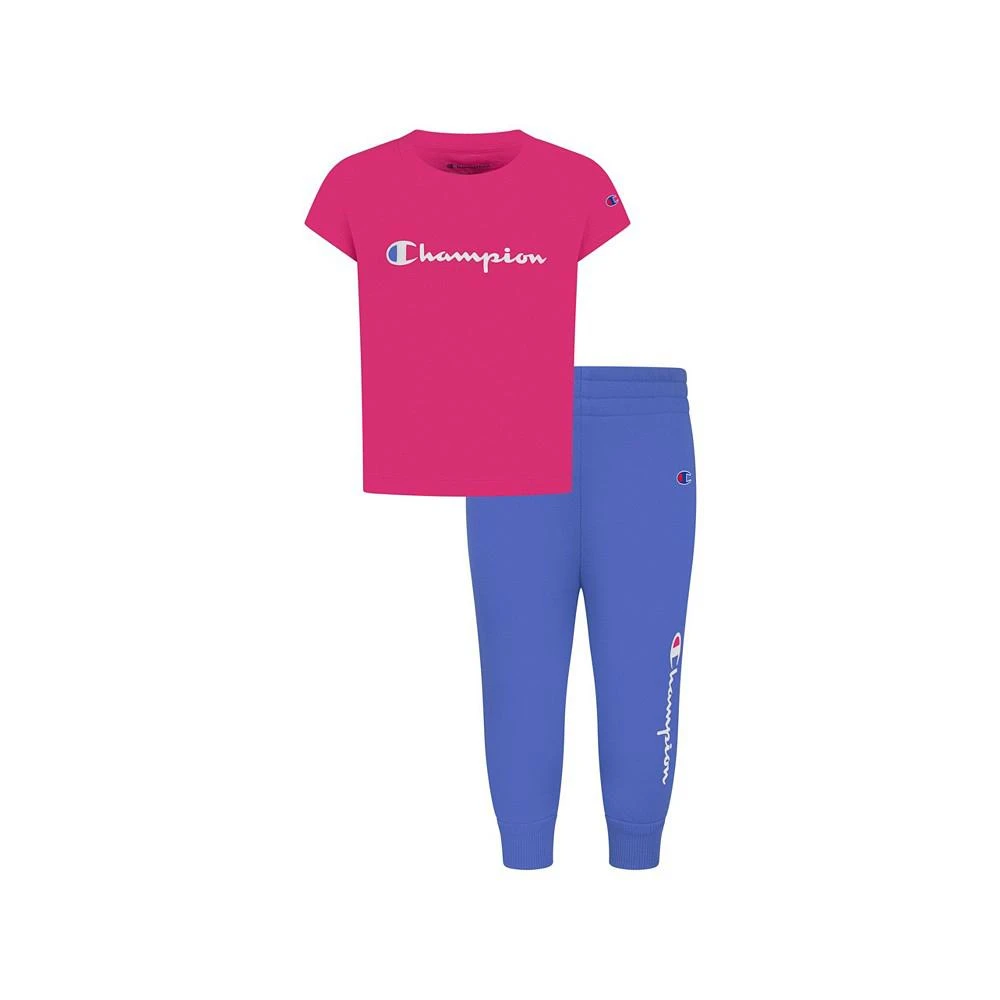 商品CHAMPION|Baby Girls Script T Shirt and Fleece Joggers, 2 Piece Set,价格¥135,第1张图片