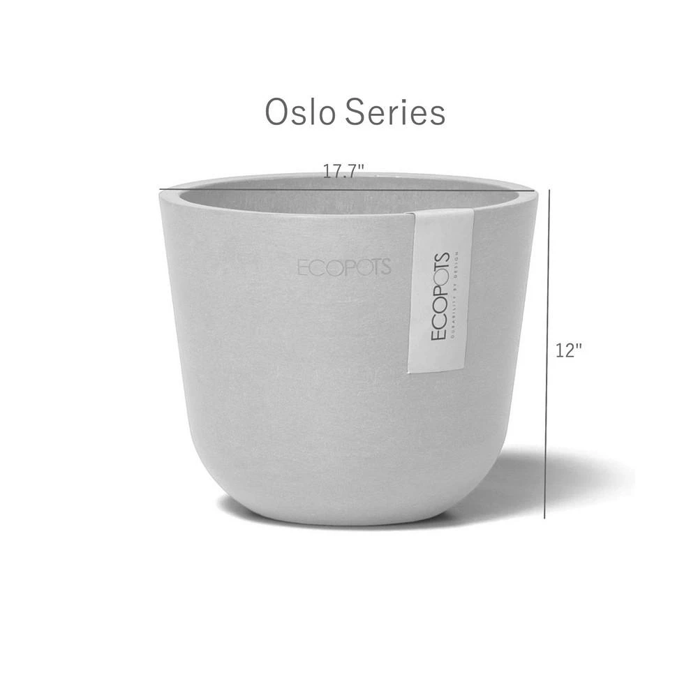 商品ECOPOTS|Oslo Plastic Flower Pot, White Grey, 17.5",价格¥430,第3张图片详细描述