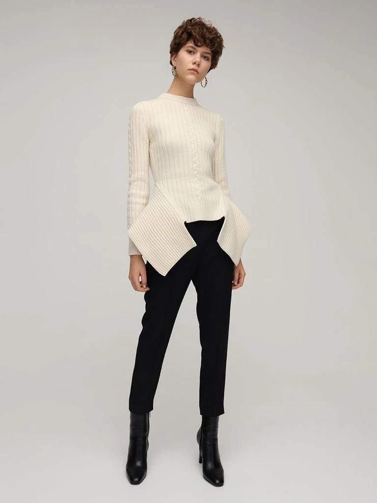 商品Alexander McQueen|Wool Blend Knit Sweater W/ Peplum,价格¥6603,第1张图片详细描述