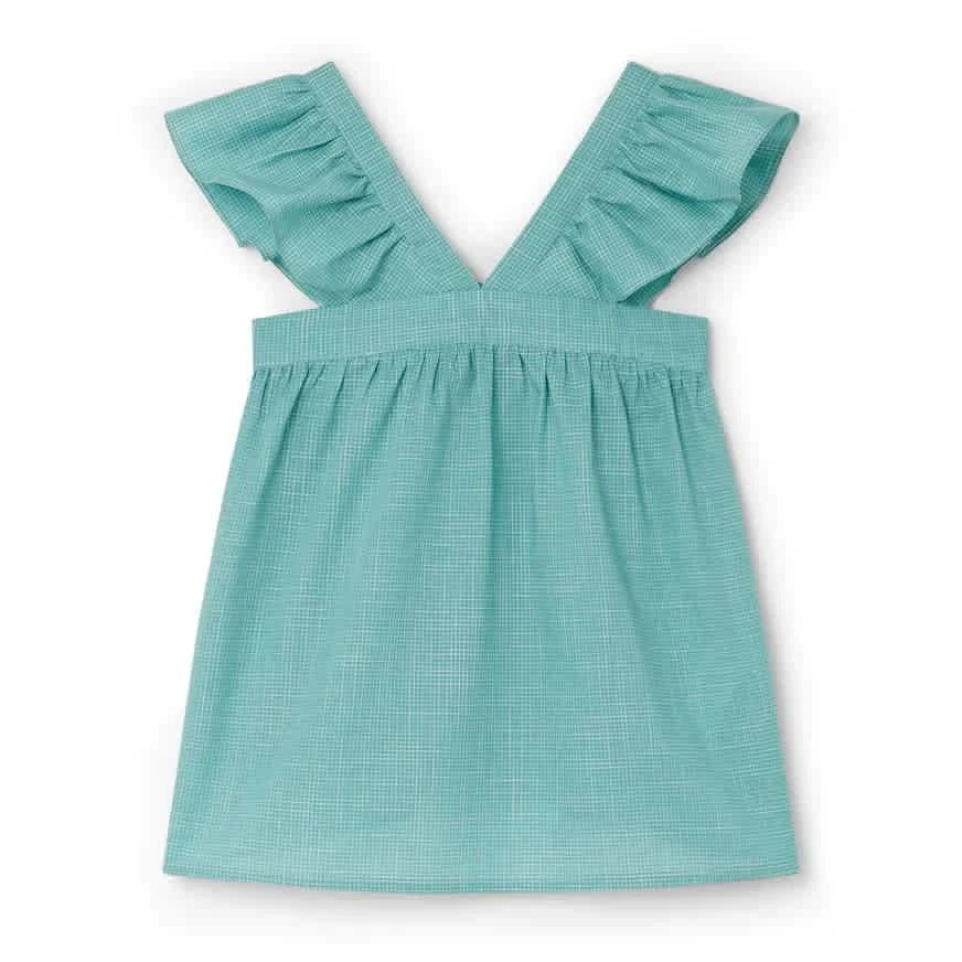 商品Bonpoint|Bonpoint Emeraude Ruffle-Trim Smock Top, Size 6Y,价格¥822,第1张图片