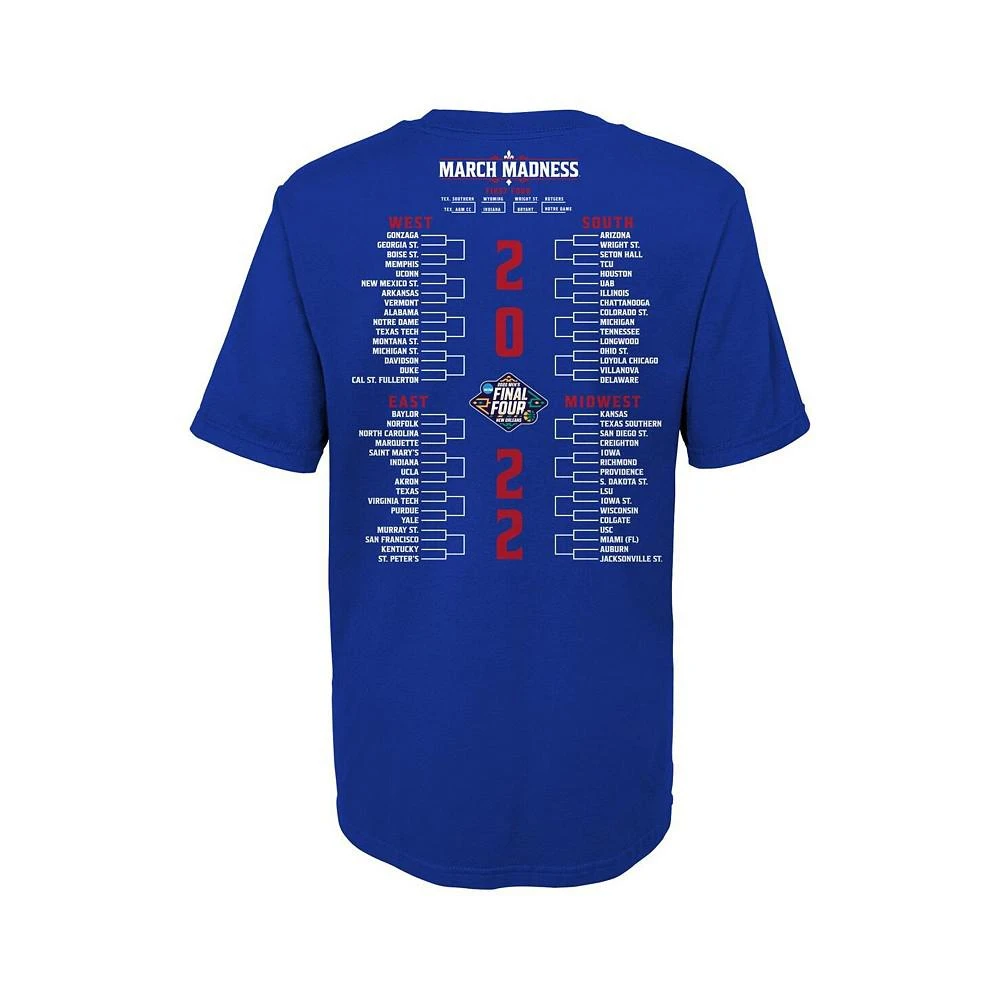 商品Outerstuff|Preschool Boys and Girls Royal Kansas Jayhawks 2022 NCAA Men's Basketball National Champions Bracket T-shirt,价格¥202,第4张图片详细描述