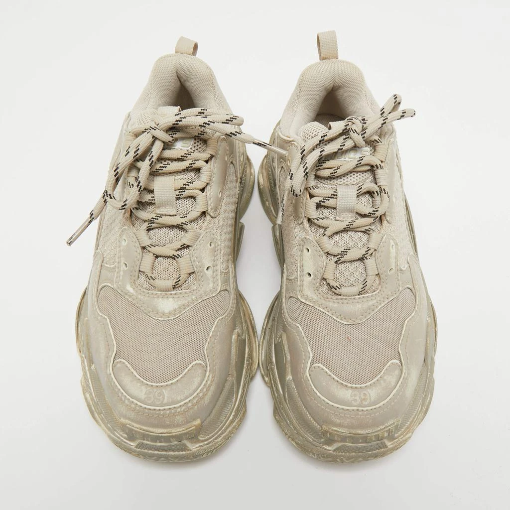 商�品[二手商品] Balenciaga|Balenciaga Grey Leather and Mesh Faded Triple S Sneakers Size 39,价格¥3131,第3张图片详细描述