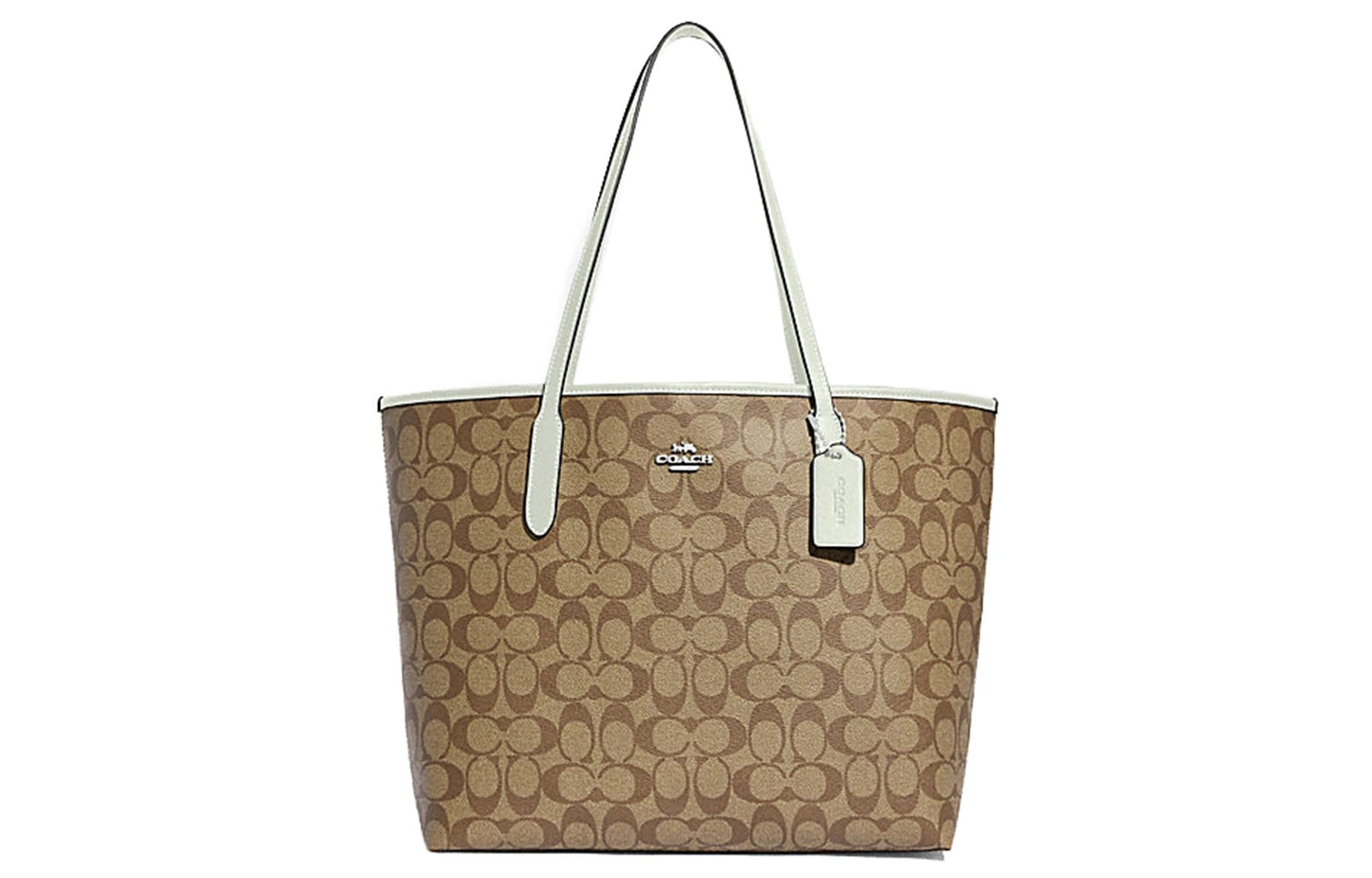 商品[国内直发] Coach|蔻驰 City 33 经典老花拉绳扣封口 PVC 托特包Tote包购物袋单肩手提包 大号 女款 棕色,价格¥1962,第1张图片