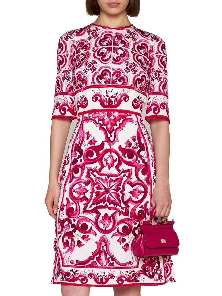 商品Dolce & Gabbana|Dolce & Gabbana Majolica-Print Round Neck Midi Dress,价格¥7588,第2张图片详细描述