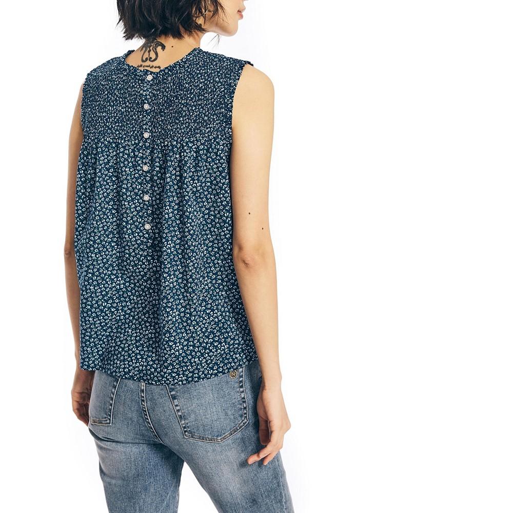 Women's Crafted Floral Print Smocked Tank Top商品第2张图片规格展示