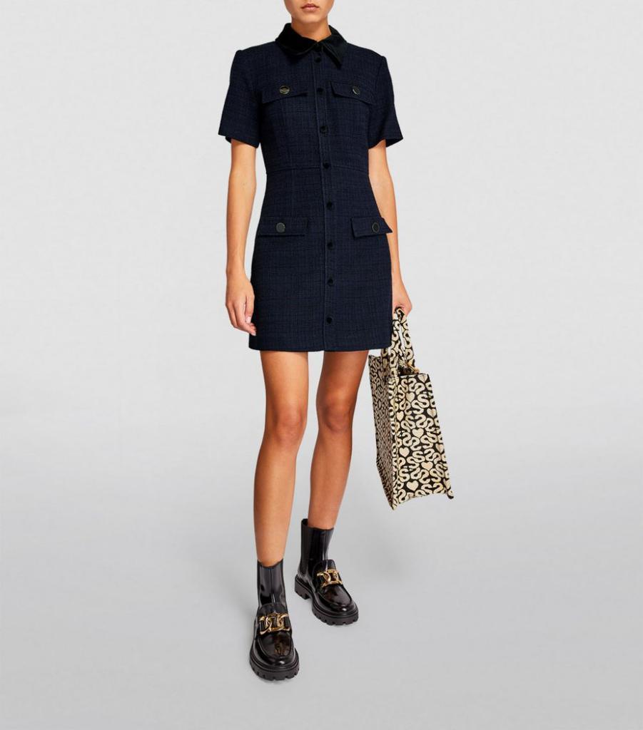 商品Sandro|Velvet-Collar Mini Dress,价格¥2862,第4张图片详细描述