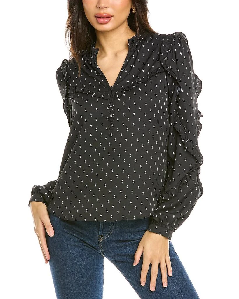 商品Vince Camuto|Vince Camuto Ruffle Yoke Dot Top,价格¥302,第1张图片