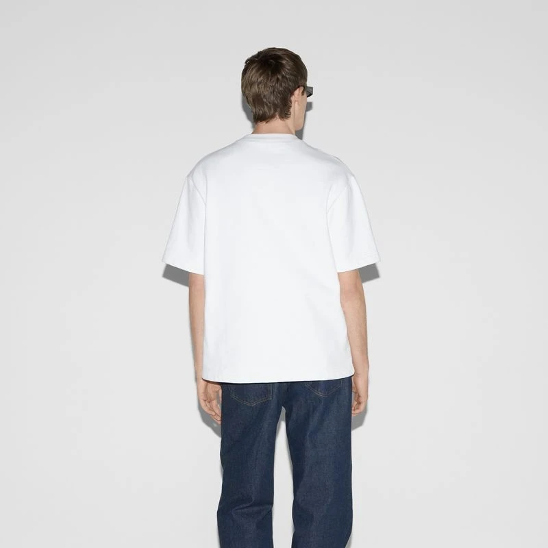 商品Gucci|【预售3-5天】Gucci古驰男士白色的刺绣棉质平纹针织 T 恤,价格¥7427,第5张图片详细描述