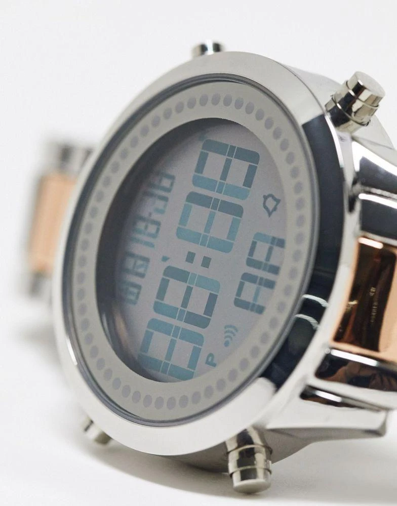 商品ASOS|ASOS DESIGN unisex digital bracelet watch in silver with rose gold detailing,价格¥341,第2张图片详细描述