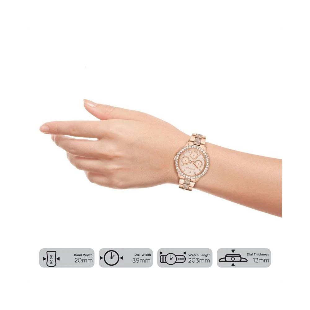 商品KENDALL & KYLIE|Women's Classic Rose Gold Tone Crystal Bezel Stainless Steel Strap Analog Watch,价格¥113,第3张图片详细描述