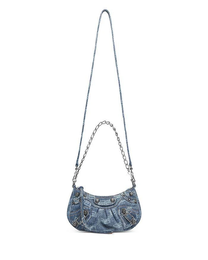 商品Balenciaga|Le Cagole BB Monogram Bleached Denim Mini Chain Purse,价格¥10544,第4张图片详细描述