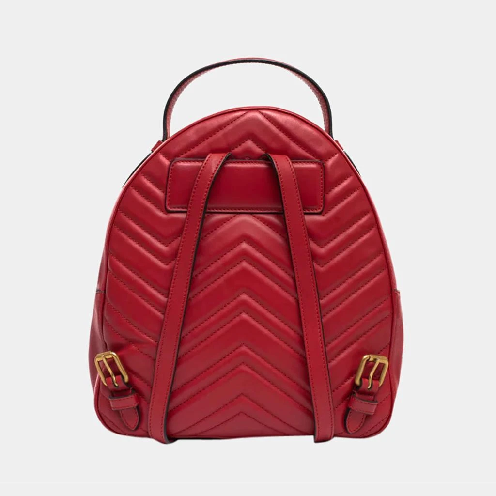 商品[二手商品] Gucci|Gucci Red Matelassé Leather GG Marmont Backpack,价格¥14376,第3张图片详细描述