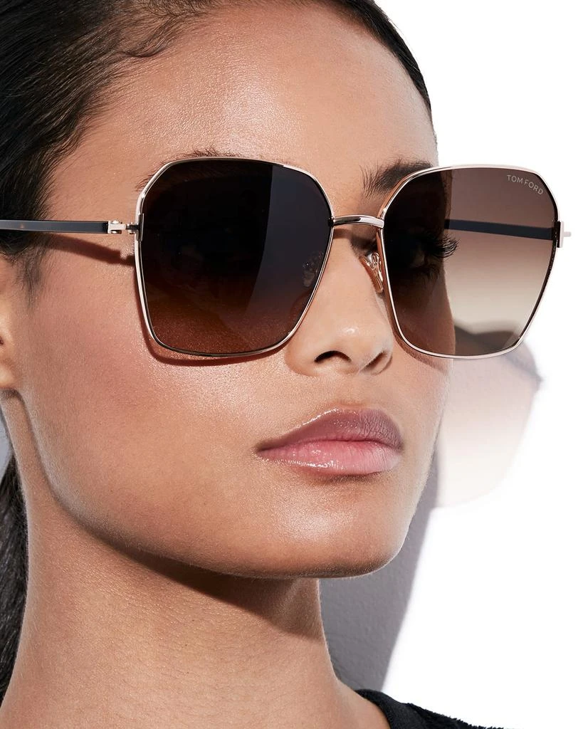 商品Tom Ford|Claudia Geometric Metal/Acetate Sunglasses,价格¥4027,第5张图片详细描述