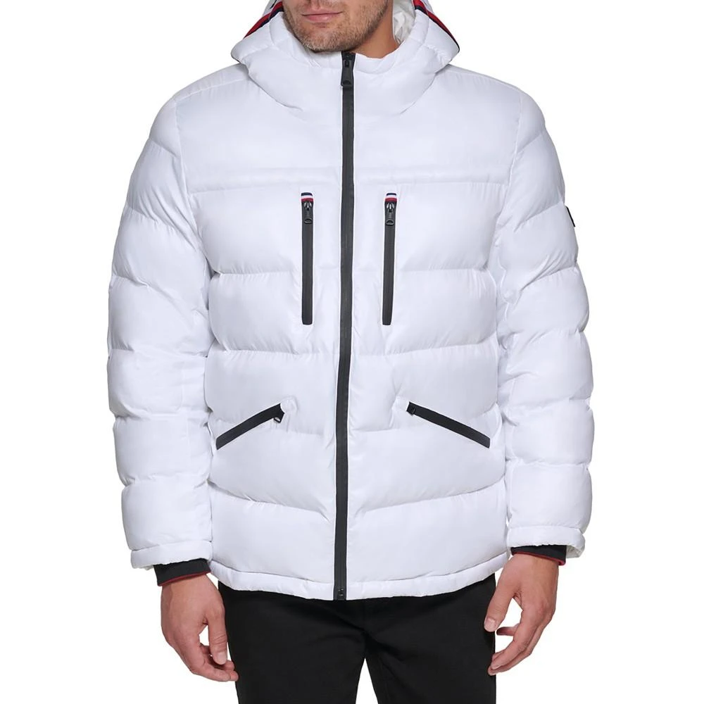 商品Tommy Hilfiger|男士时尚亮面绗缝连帽羽绒夹克,价格¥652,第1张图片