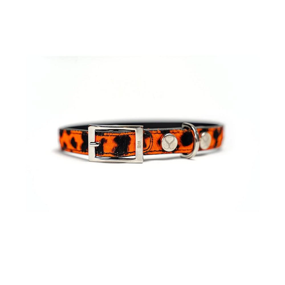 商品Shaya|RED LEOPARD LEATHER ADJUSTABLE TAYLOR PET COLLAR IN SMALL,价格¥730,第1张图片