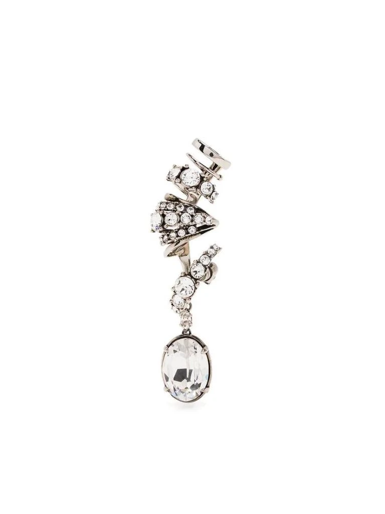 商品Alexander McQueen|ALEXANDER MCQUEEN Multi Circle Right Earring With Crystal Charm in Antique Silver,价格¥2862,第1张图片