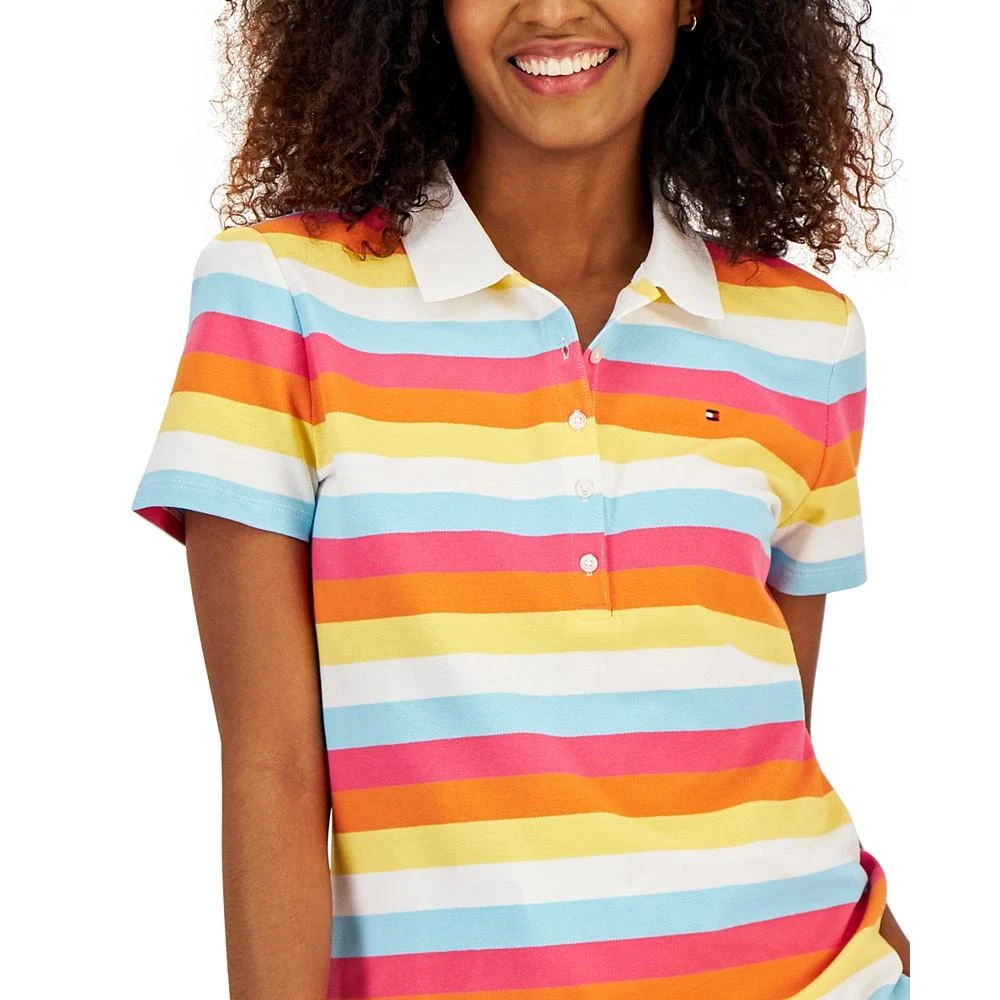 商品Tommy Hilfiger|Women's Short Sleeve Striped Rainbow Polo Top,价格¥269,第3张图片详细描述
