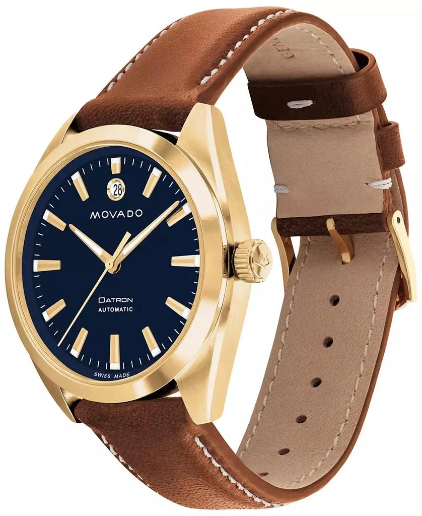 商品Movado|Men's Heritage Datron Swiss Automatic Cognac Genuine Leather Strap Watch 40mm,价格¥6578,第2张图片详细描述