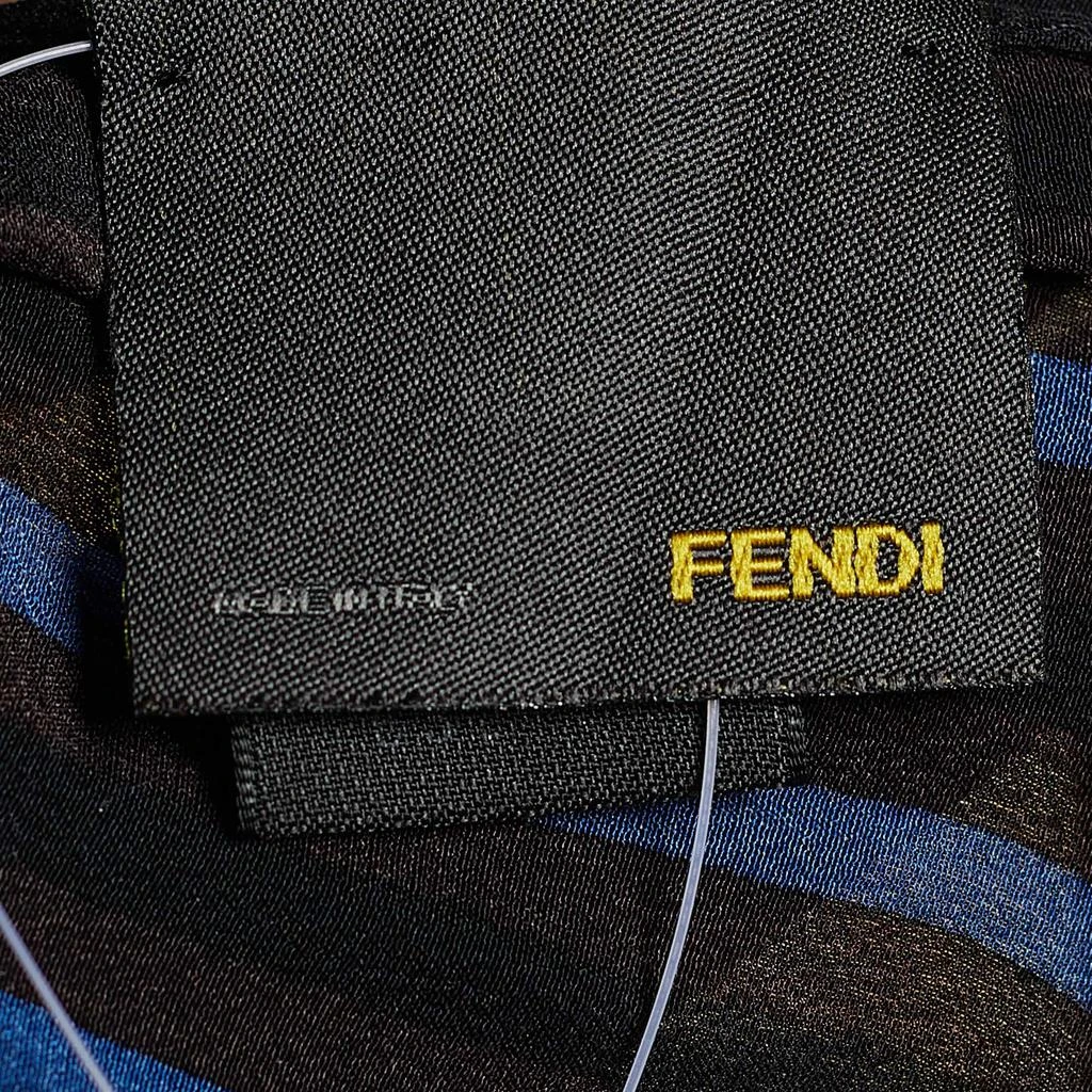 商品[二手商品] Fendi|Fendi Brown Striped Logo Print Silk Stole,价格¥1539,第4张图片详细描述