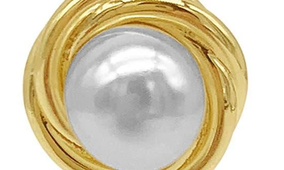 商品ADORNIA|14K Yellow Gold Plated Imitation Pearl Stud Earrings,价格¥154,第3张图片详细描述