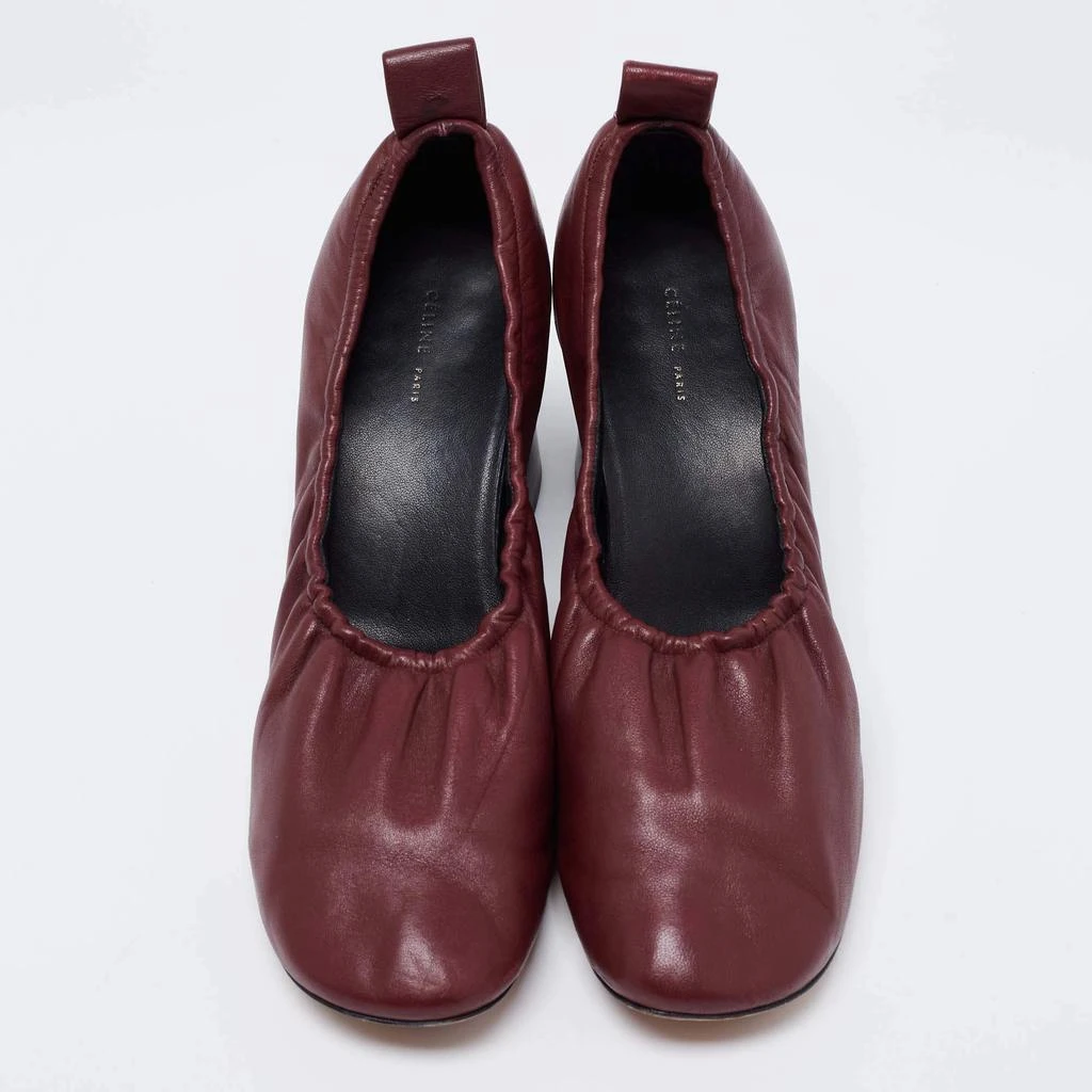 商品[二手商品] Celine|Celine Burgundy Leather Scrunch Block Heel Pumps Size 38,价格¥915,第3张图片详细描述