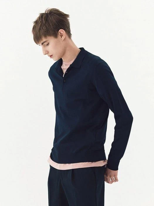 商品FRONTROW MEN|Cool-Yarn Knit Polo Shirt,价格¥816,第1张图片