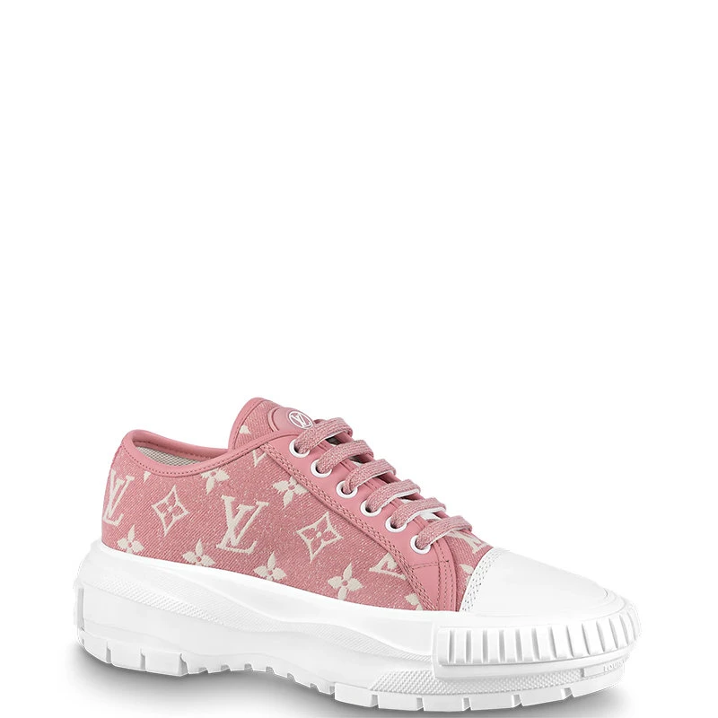 商品Louis Vuitton|预订款1个月LouisVuitton/路易威登22年春夏新款LVSQUAD系列女士粉色牛仔布老花图案运动鞋帆布鞋1A9S0F,价格¥7515,第1张图片