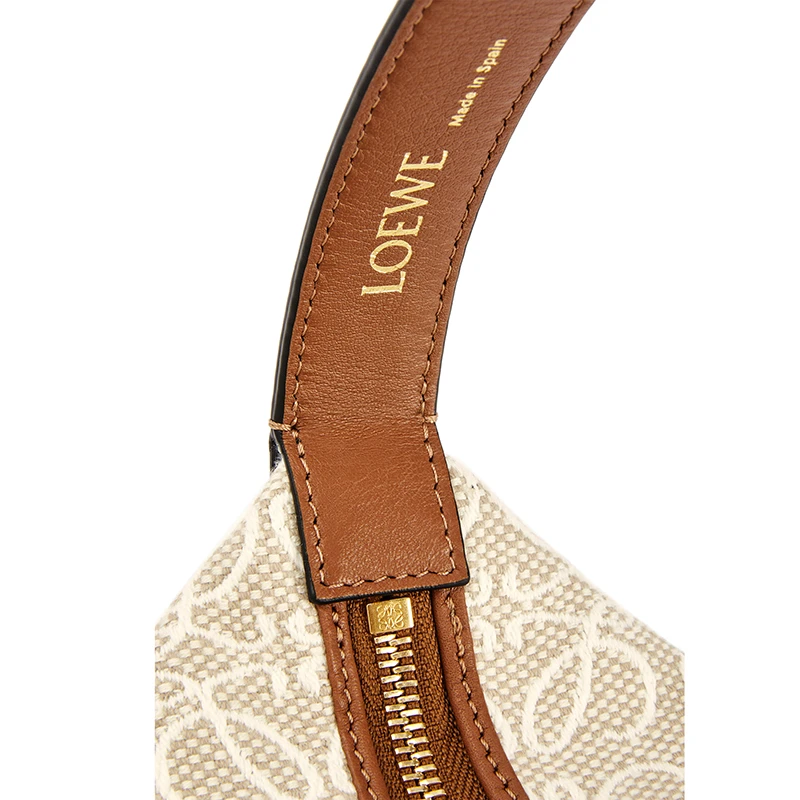 【包税】LOEWE/罗意威 2021新款 Cubi 系列 女士米色/棕褐色Anagram提花小牛皮手提包0010560829 商品