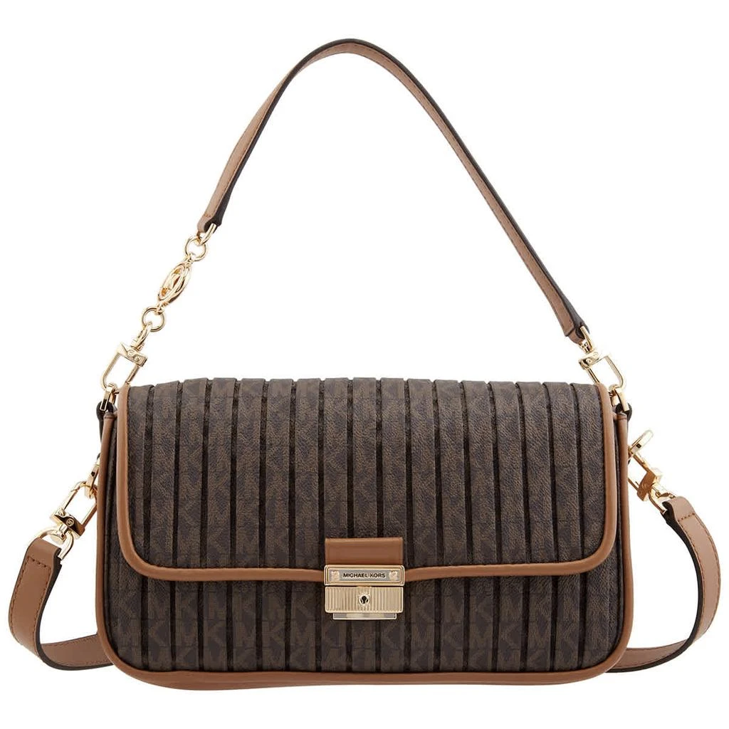 商品Michael Kors|Michael Kors Ladies Bradshaw Small Pleated Logo Convertible Shoulder Bag - Brown/Acorn,价格¥2236,第2张图片详细描述