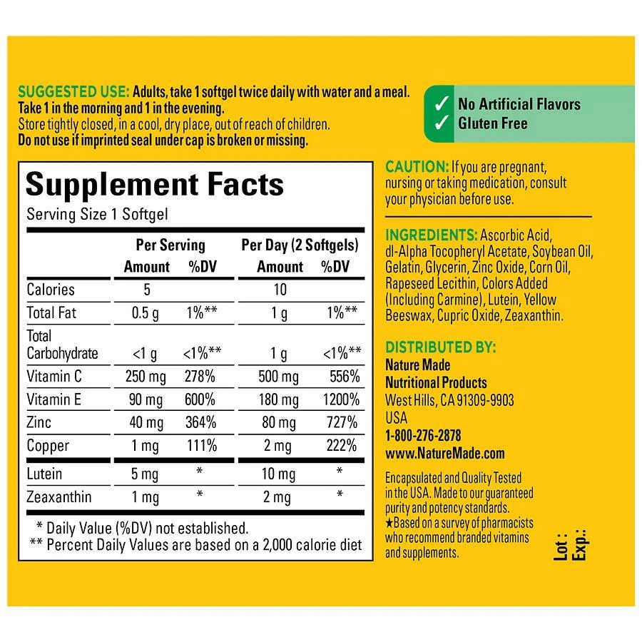 商品Nature Made|Vision Based on the AREDS 2 Formula Softgels,价格¥218,第4张图片详细描述