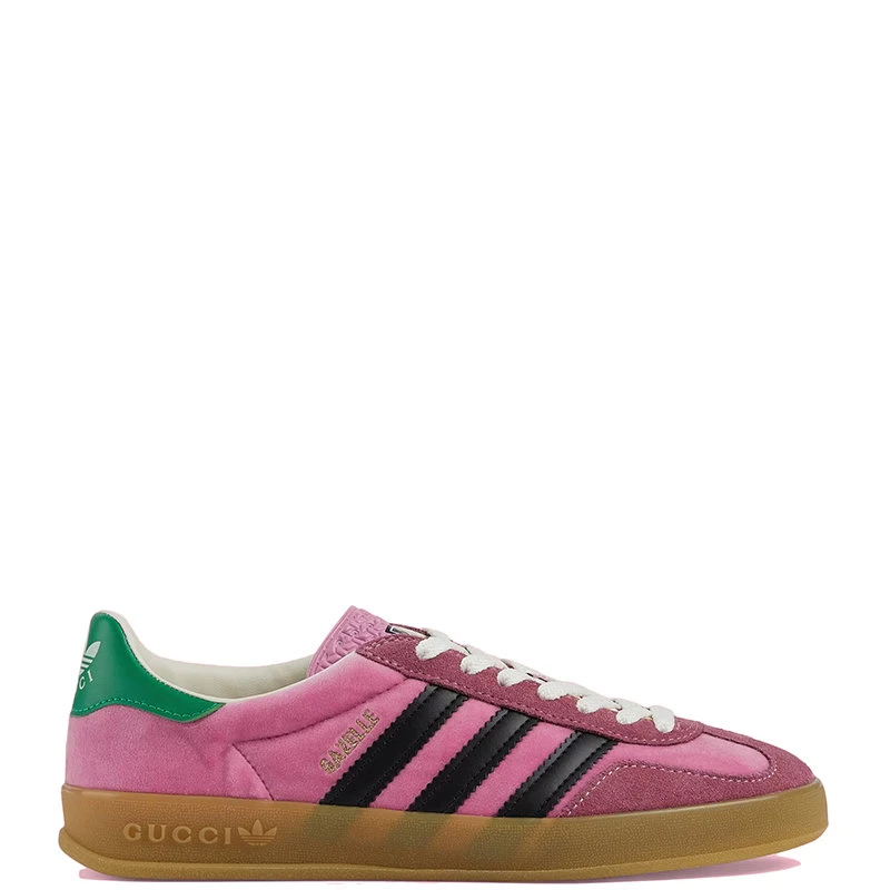 商品Gucci|【预售3-7天】GUCCI/古驰 22年秋冬新款 adidas联名系列 女士粉色天鹅绒配可持续材料Demetra运动鞋帆布鞋7078649STU05960,价格¥5509,第1张图片