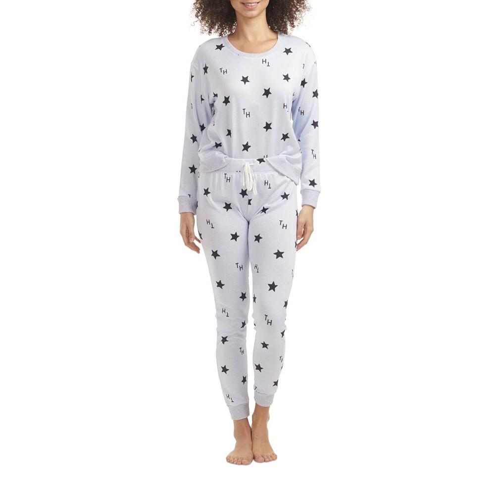 Women's Hacci Printed Pajama Pullover Pant Set商品第1张图片规格展示