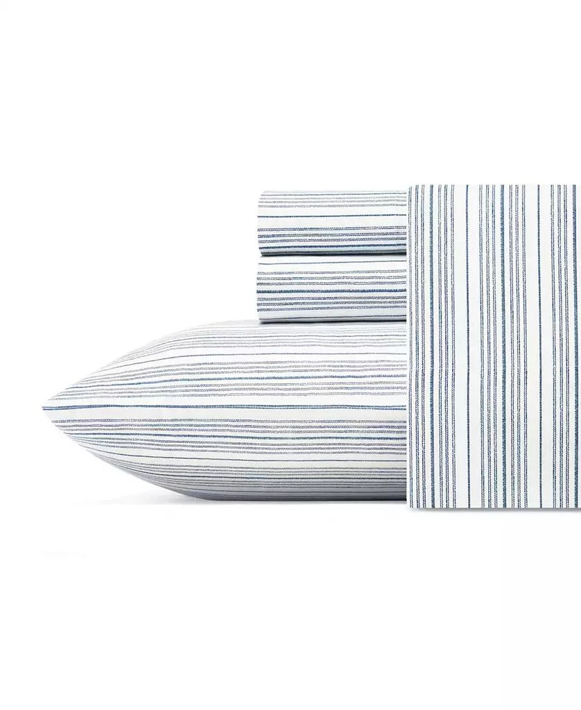 Beaux Stripe Cotton Percale 4-Piece Sheet Set, King 商品