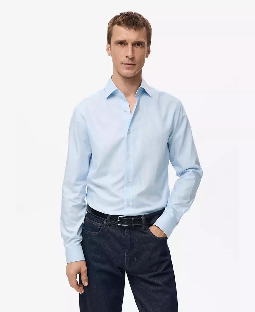 Camicia a righe da uomo in cotone, vestibilità slim. image 2