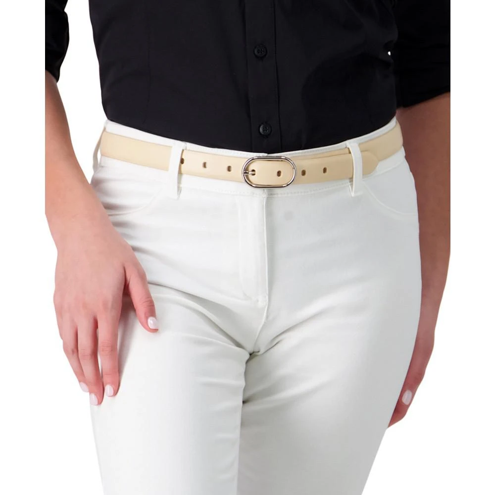 Women's Skinny Oval Center Bar Buckle Belt 商品