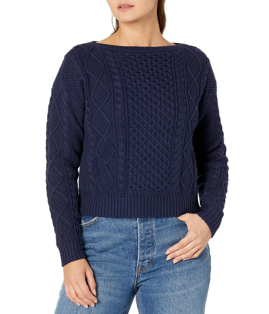 商品Ralph Lauren|Petite Aran-Knit Cotton Boatneck Sweater,价格¥411,第1张图片