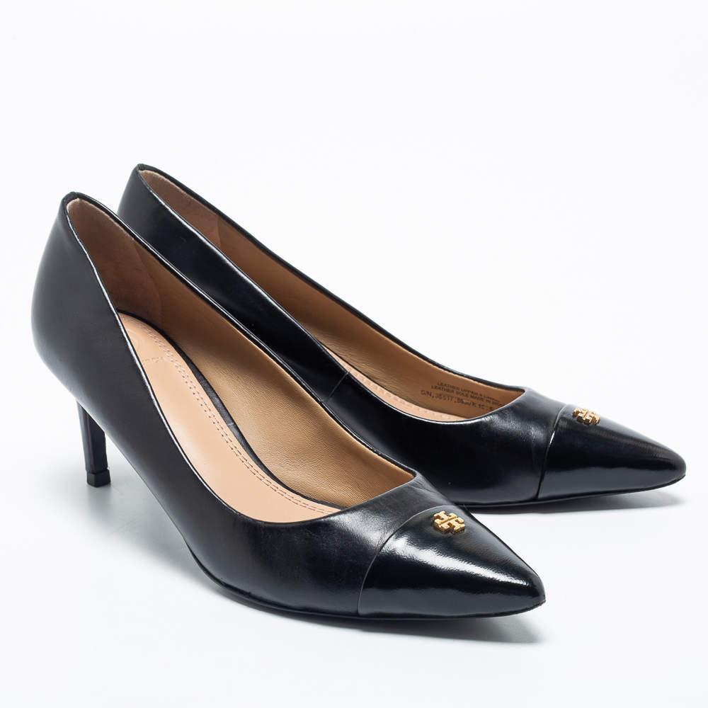 商品[二手商品] Tory Burch|Tory Burch Black Leather Cap Toe Pumps Size 37,价格¥1478,第6张图片详细描述