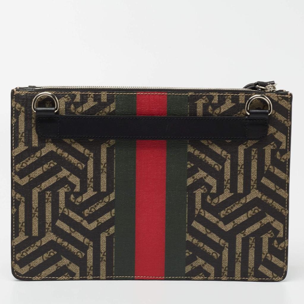 Gucci Beige GG Supreme Canvas And Leather Caleido Web Messenger Bag商品第4张图片规格展示