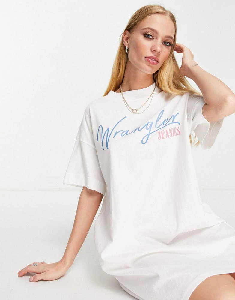商品Wrangler|Wrangler logo t-shirt dress in off white,价格¥193,第1张图片