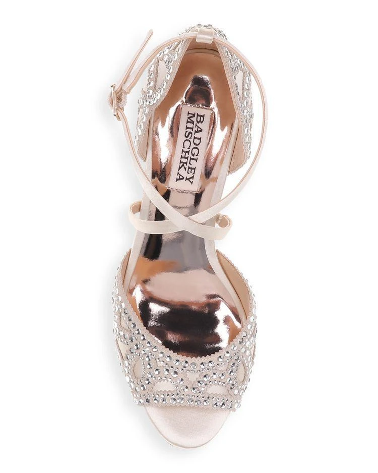 商品Badgley Mischka|Women's Winter Embellished Satin Wedge Sandals ,价格¥907,第3张图片详细描述