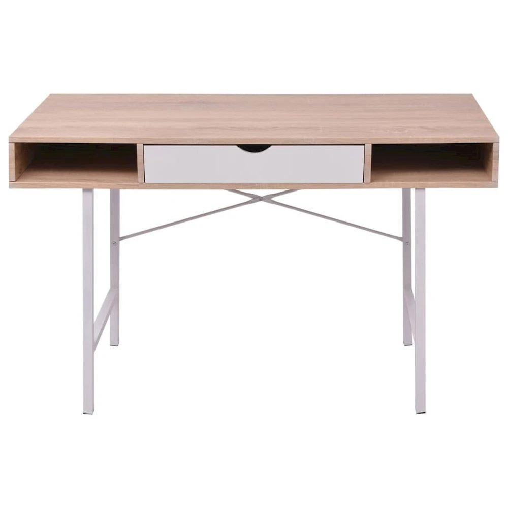 商品vidaXL|Desk with 1 Drawer Oak and White , 20135,价格¥1286,第2张图片详细描述