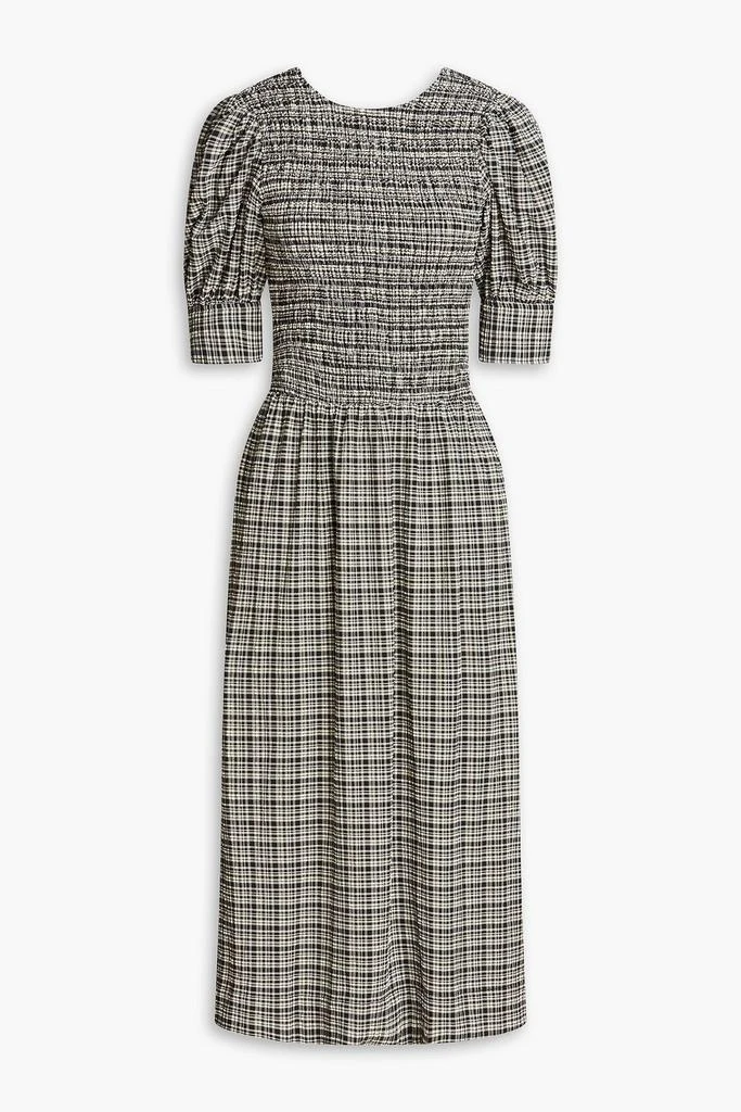 商品Ganni|Shirred checked seersucker midi dress,价格¥1029,第1张图片